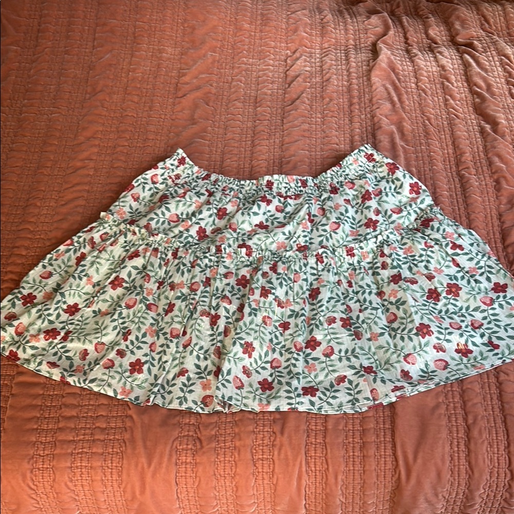 Floral Skirt with Red and Green Pattern